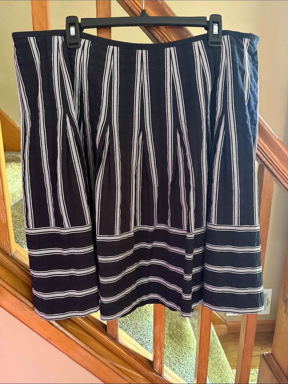 Talbots Petites Black and White Striped A-Line Women's Skirt.  Size 16W